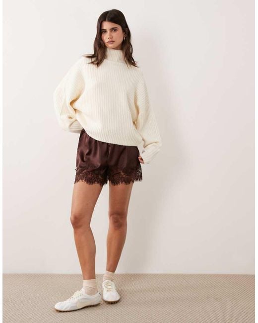 ASOS Natural Batwing Funnel Neck Jumper
