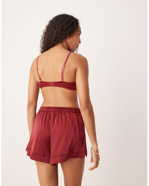 KAT THE LABEL Red Baxter Satin Boxer Short