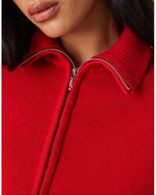 Abercrombie & Fitch Red Full Zip Colla Cardigan