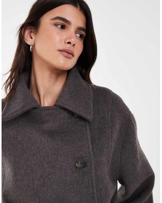 ASOS Brown Low Belt Short Trench Coat With Wool