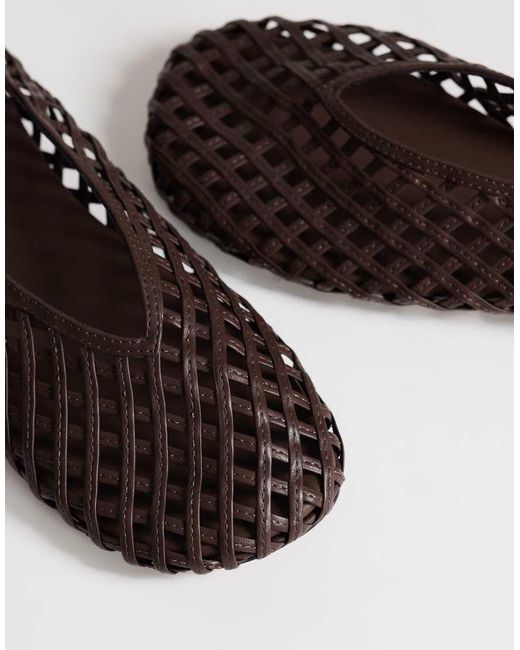 TOPSHOP Brown Luna Woven Ballet Flat
