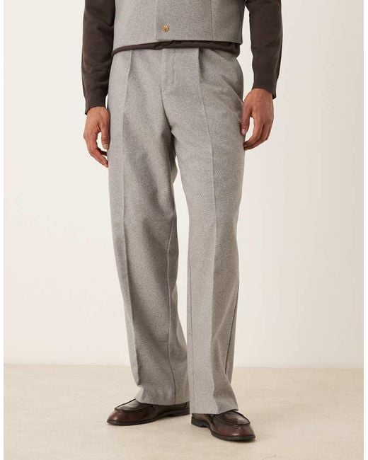 ASOS Gray High Waist Wide Leg Suit Trousers for men