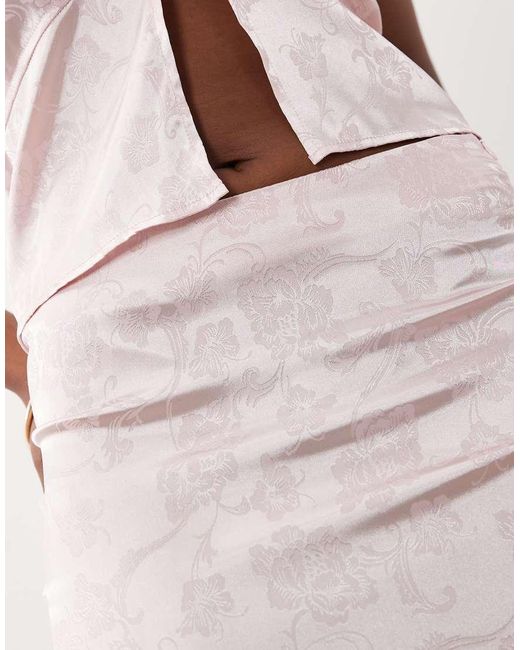 The Frolic Natural Exclusive Satin Jacquard Mini Skirt Co-ord