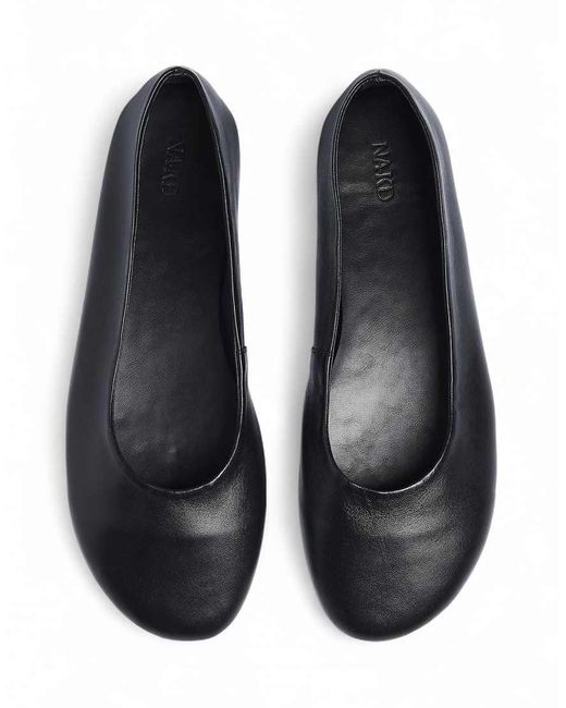 NA-KD White Unlined Leather Ballerinas