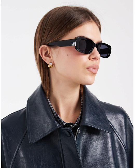 ASOS Blue Asos Deisgn Mid Square Sunglasses