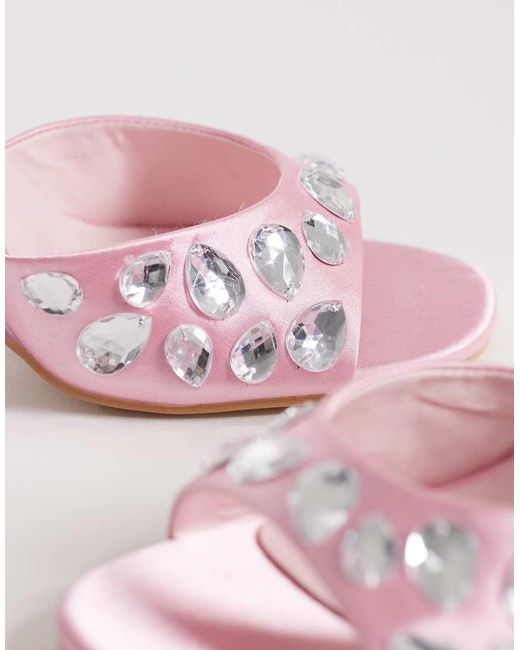 Kaiia Pink Exclusive Embellished Satin Heeled Sandals