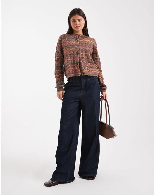 Threadbare Blue Knitted Button Down Space Dye Cardigan