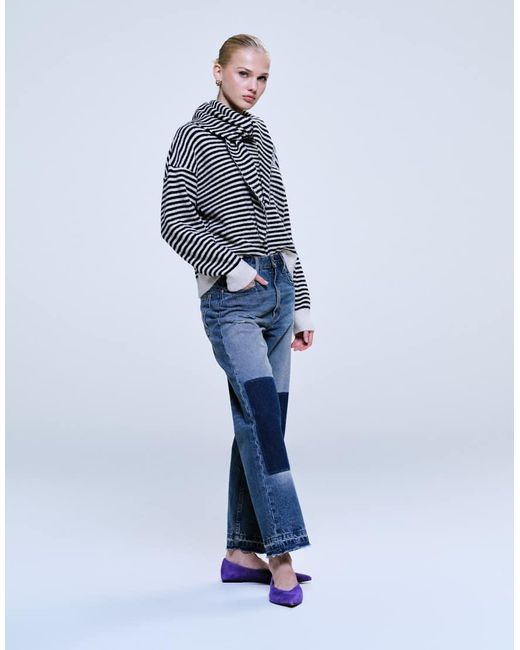 ASOS Black Ankle Grazer Jeans With Patch & Repair Details