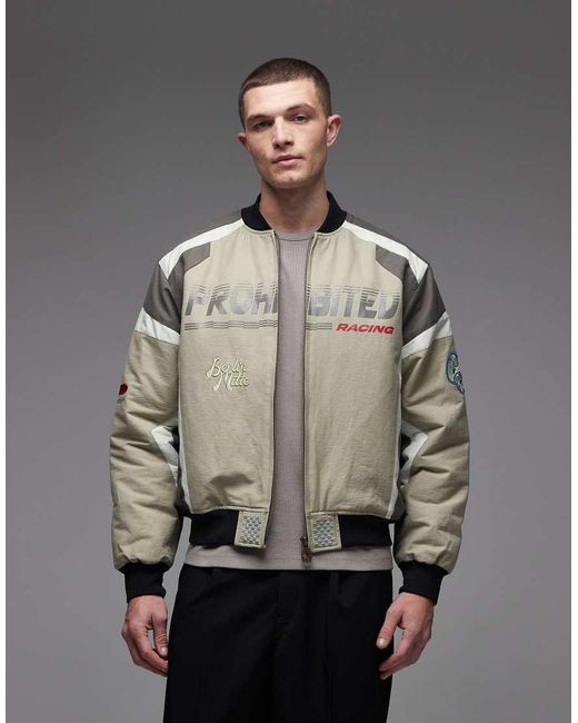 Prohibited Gray Zip Up Racing Jacket for men