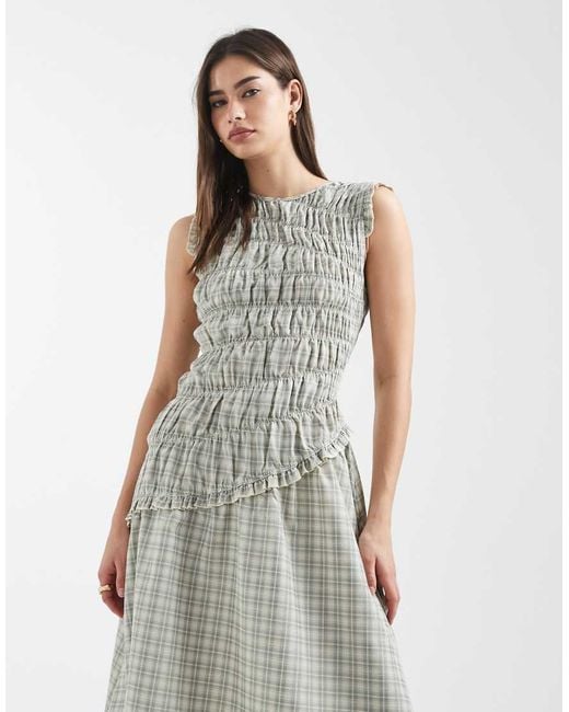 Daisy Street White Asymmetric Midi Dress With Ruffle Detailing