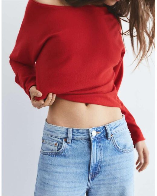 Pull&Bear Red Asymmetric Jumper