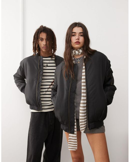 Reclaimed vintage Oversized Bomber Jacket in Black Lyst