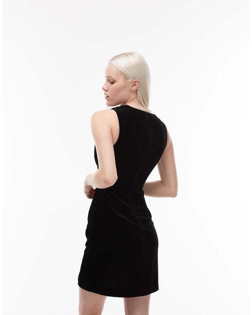 & Other Stories White Velvet Mini Dress With Ruche Asymmetric Neck