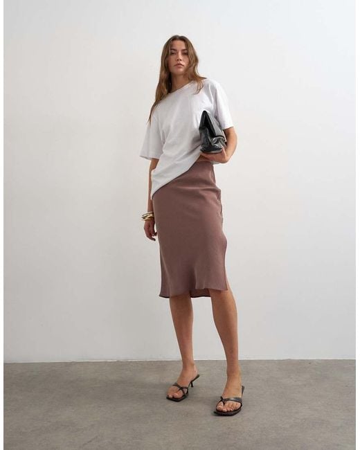 TOPSHOP Brown Melfi 90S Length Skirt