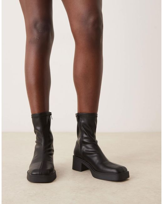 ASOS Natural Wide Fit Raven Smart Mid-heel Boots