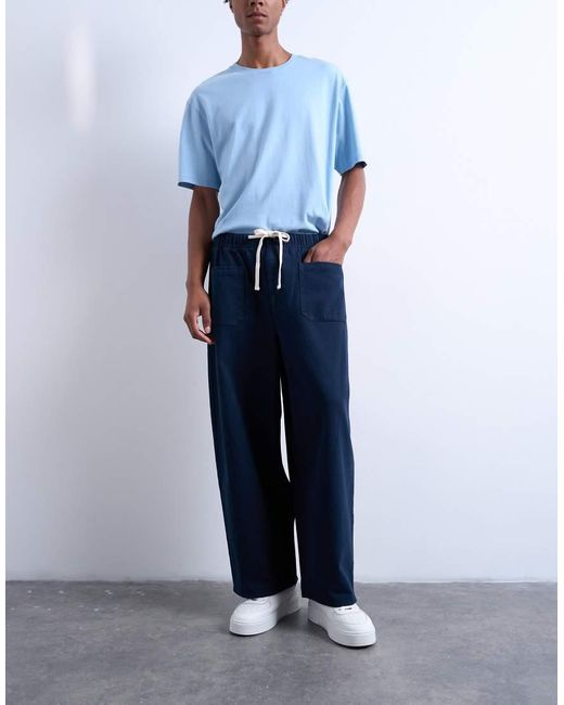 Topman Blue Barrel Trouser for men