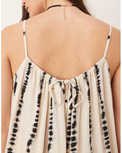 Jdy Natural Textured Sleeveless Mini Dress With Abstract Print