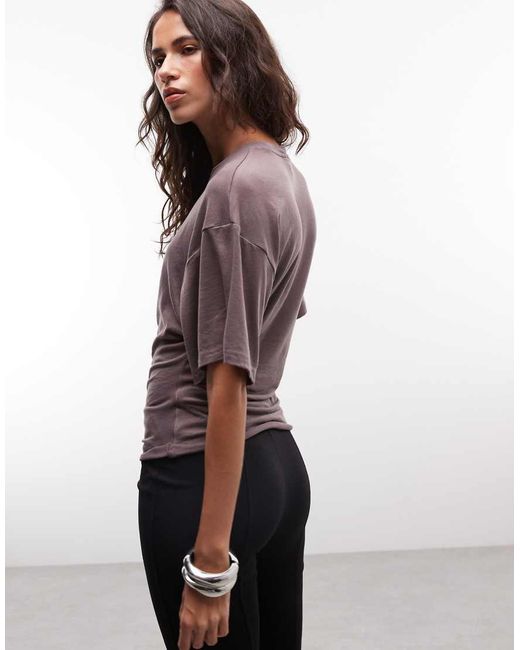 Weekday Purple Slightly Sheer Cinched Waist T-shirt
