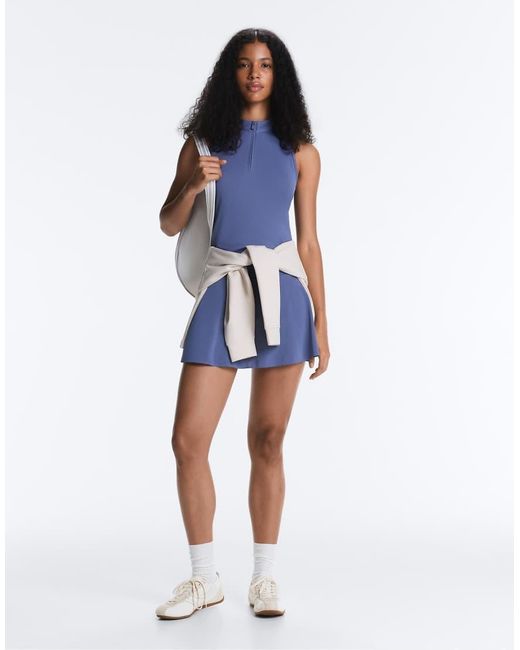 Oysho Blue Sleeveless Half-zip T-shirt