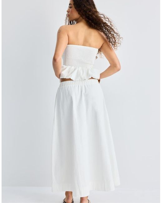 Stradivarius White Poplin Layered Skirt