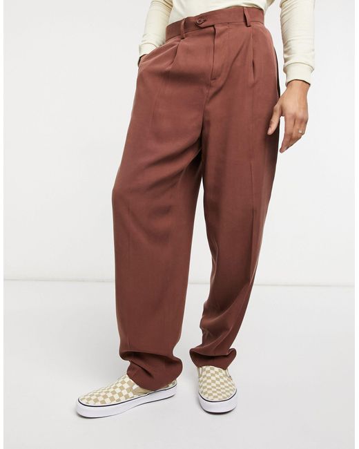 taal Ben depressief Teken een foto ASOS Smalle Pantalon Met Hoge Taille Van Keperstof voor heren | Lyst NL
