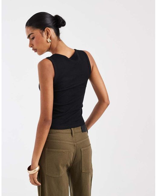ASOS Black Thick Binding Rib Scoop Neck Vest