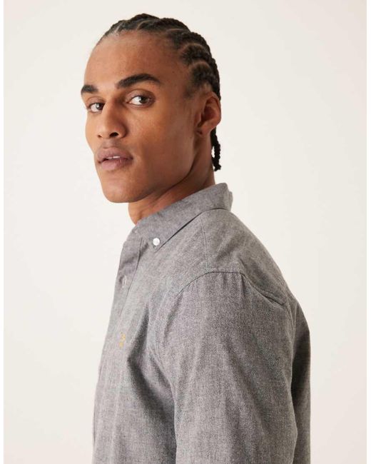 Farah Gray Steen Long Sleeve Casual Logo Shirt for men