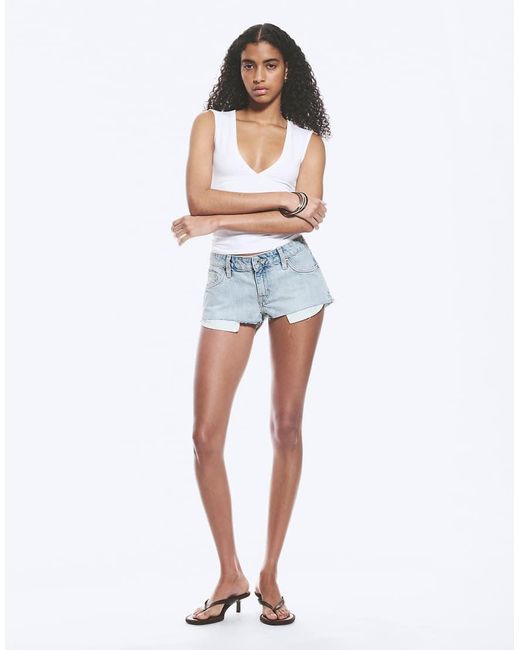 Weekday White Low Waist Denim Hot Pant Shorts