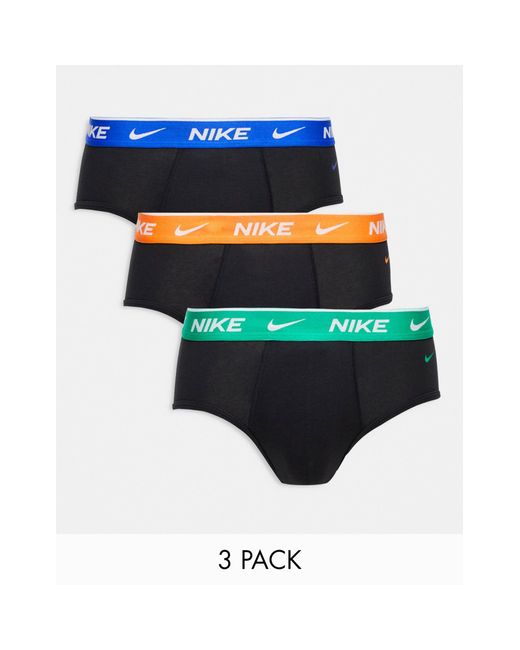 Nike Blue Everyday Cotton Stretch Hip Briefs 3 Pack for men