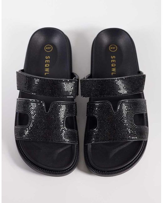 SEQWL Multicolor Embellished Kidman Sandals With Straps