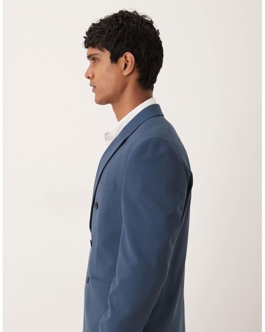 ASOS Blue Double Breasted Regular Suit Jacket for men