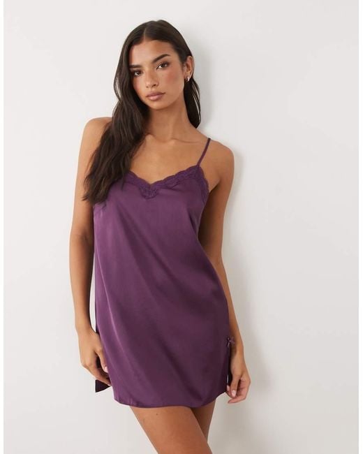 Boux Avenue Purple Daisy Satin Chemise