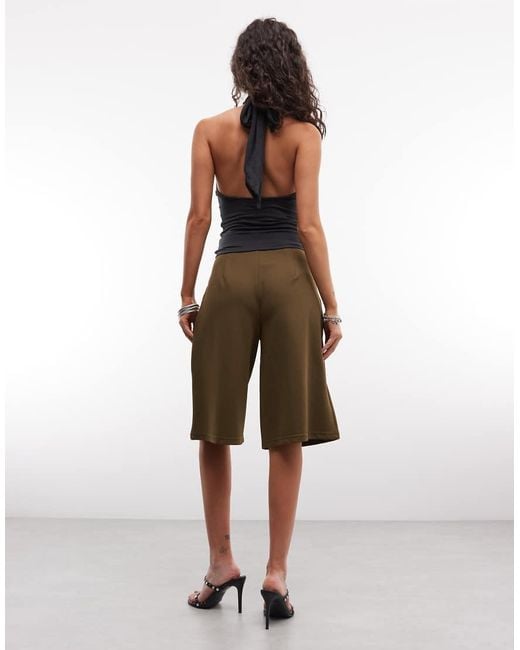 ASOS Natural Slinky Twill Tailored Bermuda Short