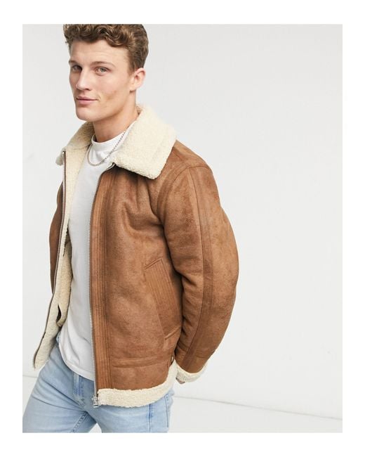 Topman Brown Tape Borg Jacket for men