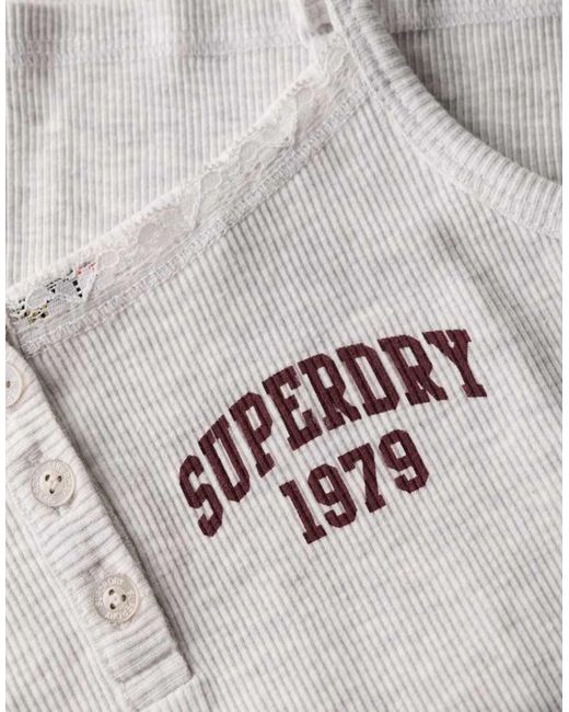 Superdry Gray Athletic Essentials Graphic Button Cami