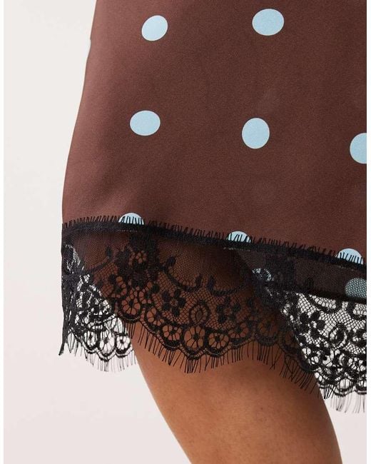 New Look Black Polka Dot Lace Satin Midi Skirt