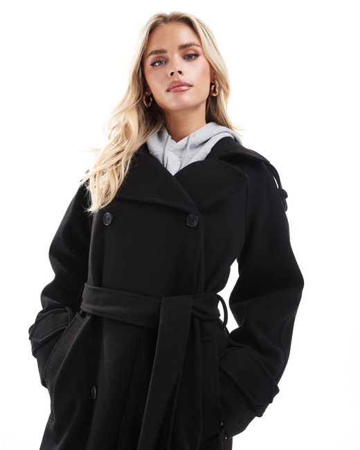 ASOS Asos Design Petite Formal Faux Wool Trench Coat in Black Lyst Canada
