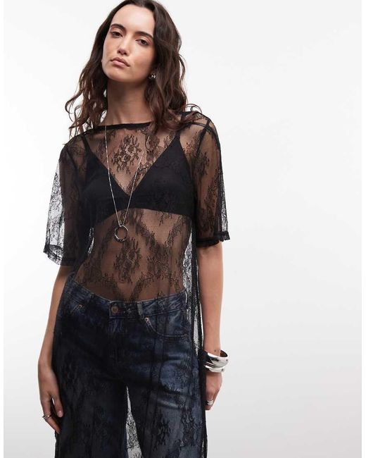 Noisy May Black Scoop Back Sheer Lace Maxi Dress