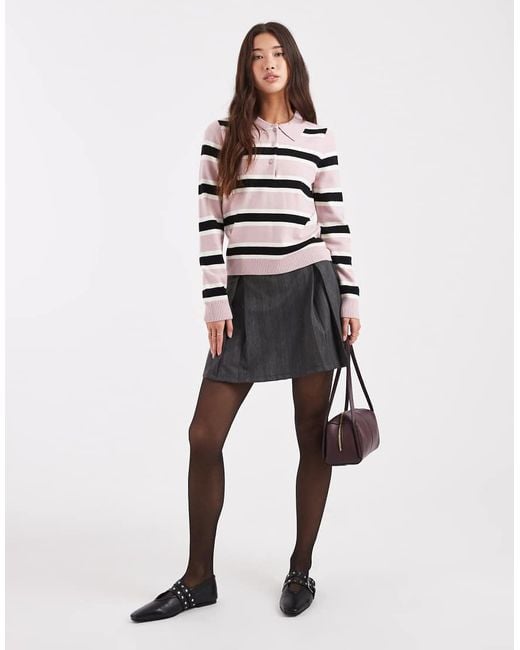 ONLY White Relaxed Fit Knitted Polo Top