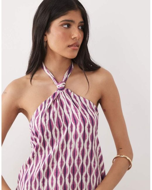Mango Pink Teen Tie Waist Halterneck Mini Dress