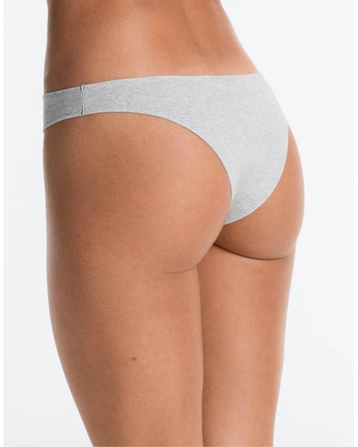 Oysho White 5 Rib Cotton Blend Brazilian Briefs