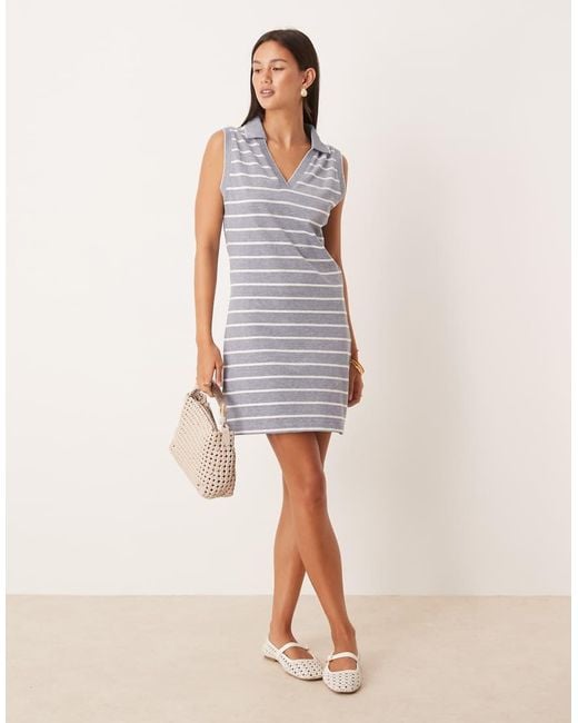 Mango Multicolor Cotton Knitted Sleeveless Polo Mini Dress
