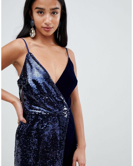 asos design ruffle maxi dress with open back in all over sequin