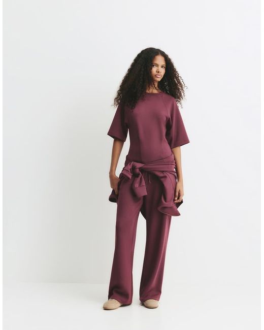 Pull&Bear Red Wide-leg Sweatpants