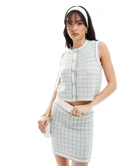 ASOS White Knitted Boucle Waistcoat Co-ord