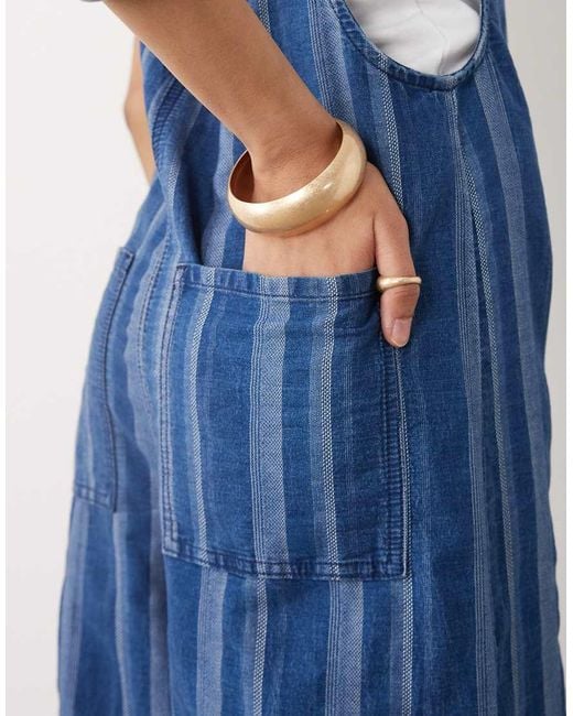 ASOS Blue Soft Denim Wide Leg Jumpsuit