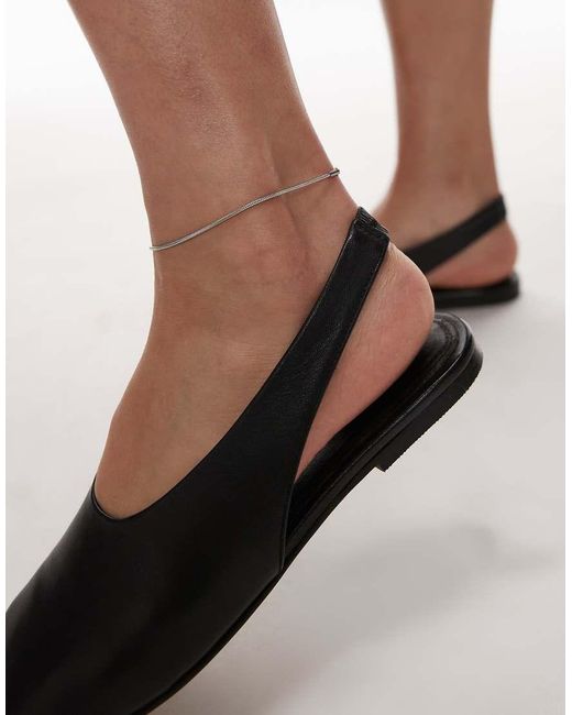 TOPSHOP Brown Brit Leather Slingback Ballet