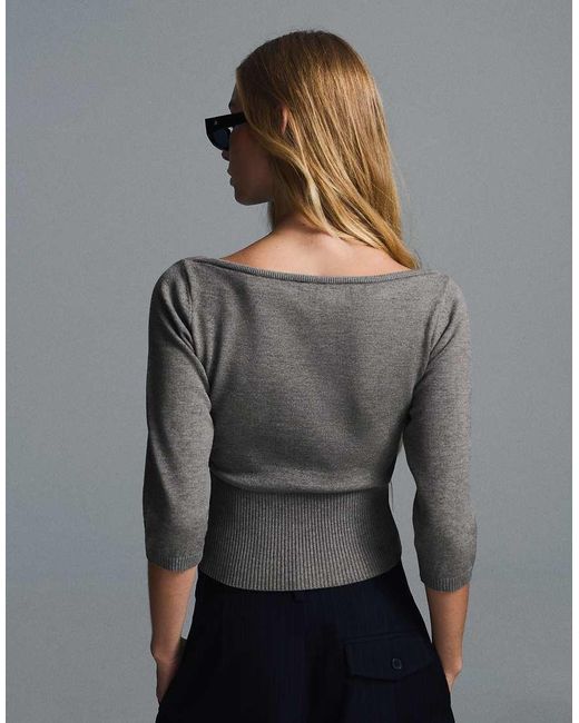 Bershka Black Boat Neck Jumper