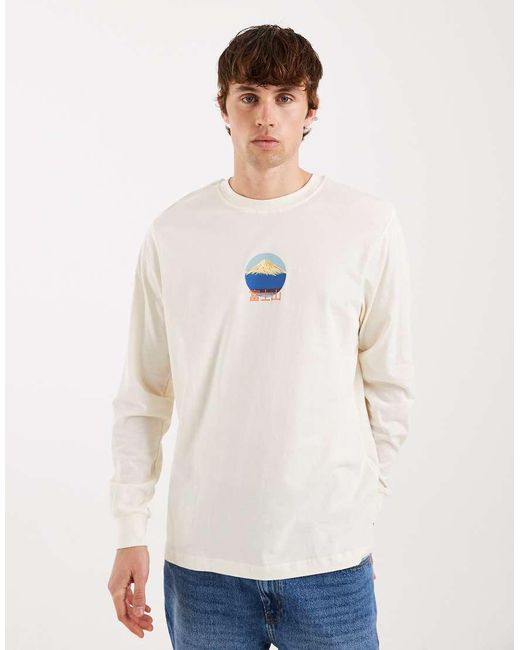 Only & Sons Blue Long Sleeve T-shirt With Peak Back Print for men