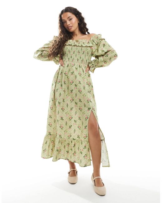 Miss Selfridge Green – maxikleid aus leinen